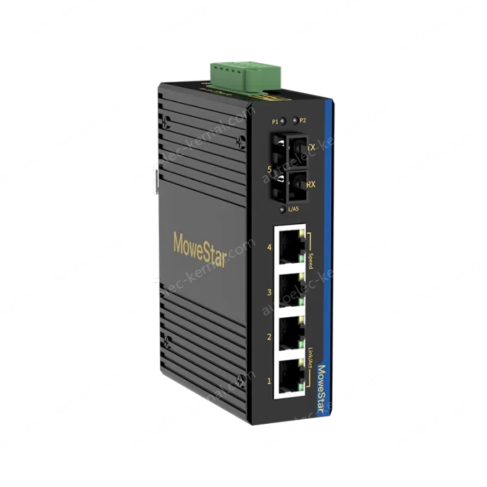 1 Port 100M F(x) + 4 Ports 10/100M T(x) Din-Rail Unmanaged Industrial Ethernet Switch