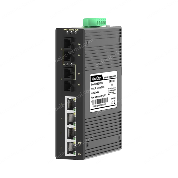 2 Ports 100M F(x) + 4 Ports 10/100M T(x) Din-Rail Unmanaged Industrial Ethernet Switch