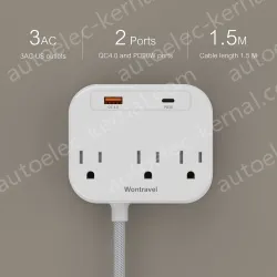 20W PD quick charger 3 AC Outlet Power Strip
