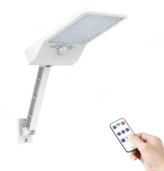 Solar remote control flat lamp with bracket Large 56LED balck single pack