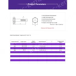 Half thread external hexagonal bolt M6*55