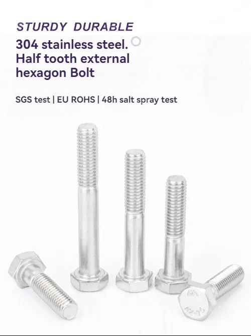 Half thread external hexagonal bolt M6*30