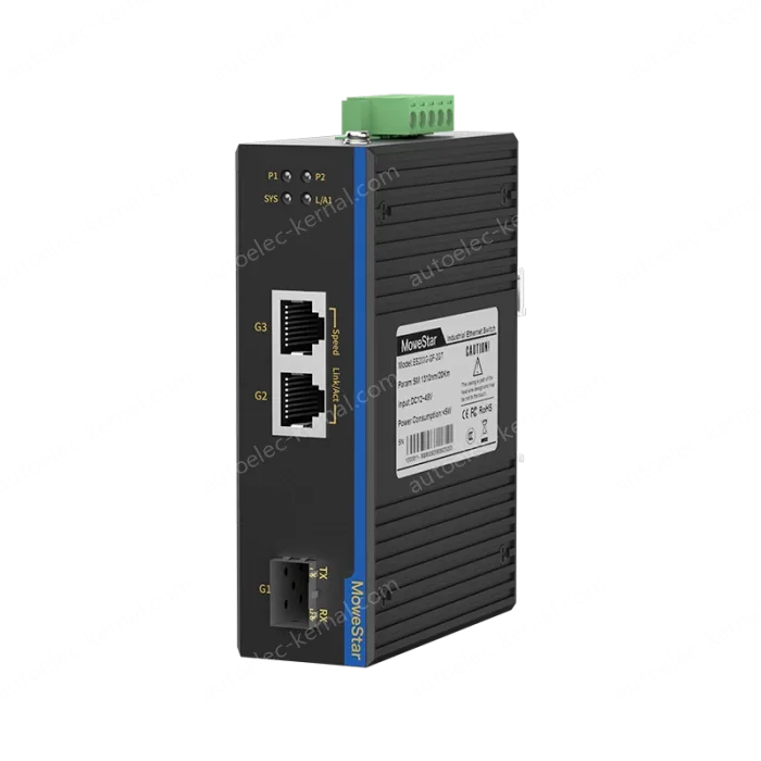 1 Port 100M F(x) + 2 Ports 10/100M T(x) Din Rail Industrial media converter